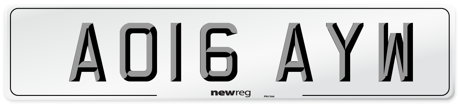 AO16 AYW Number Plate from New Reg